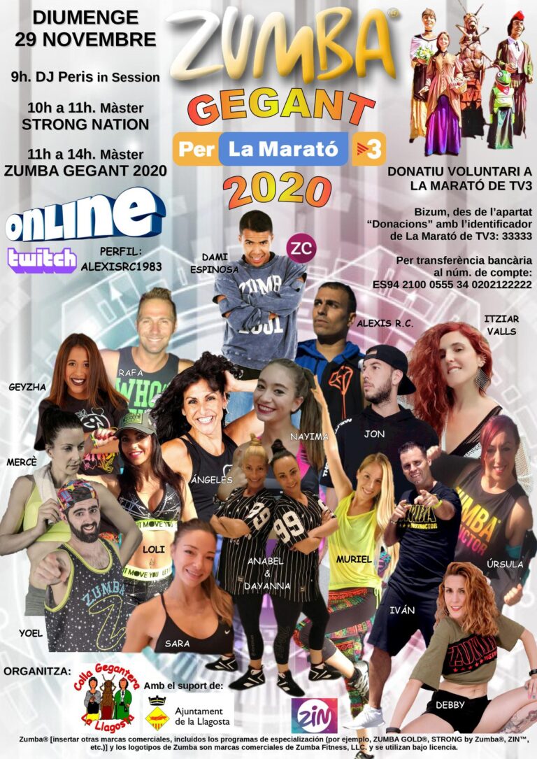 La Zumba Gegant, el 29 de  novembre i virtual